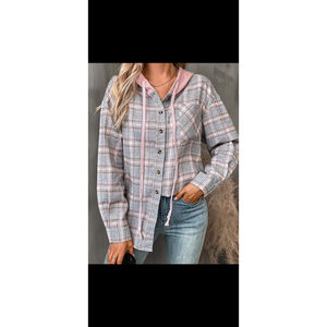 Like New! Women's Plaid Button-up Hoodie Size L